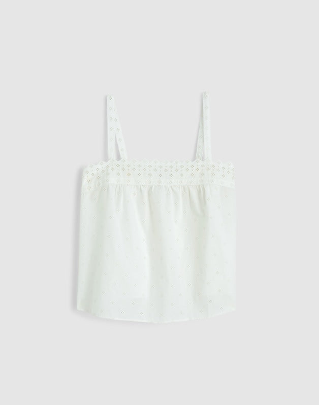 Embroidered Eyelet Tank WHITE
