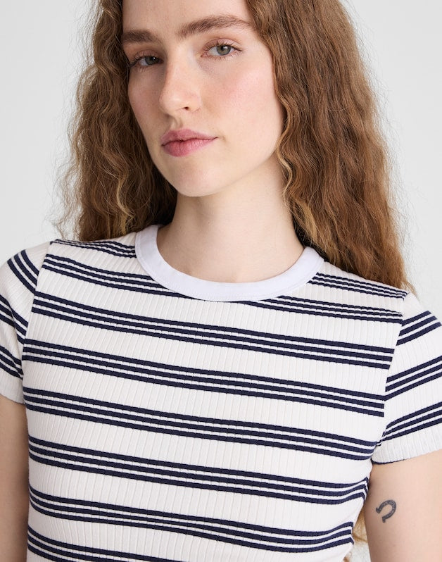 Crewneck Tee in Heavierweight Rib NAVY WHITE AS HEADER