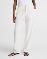 The Zoe Relaxed Straight Pant in 100% Linen IVORY LINEN