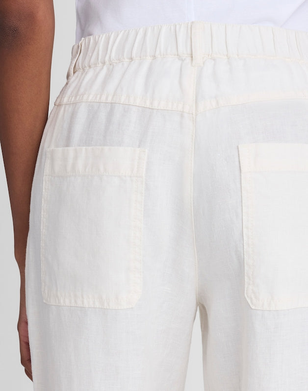 The Short Zoe Relaxed Straight Pant in 100% Linen IVORY LINEN