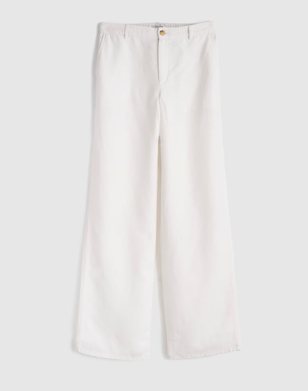The Tall Zoe Relaxed Straight Pant in 100% Linen IVORY LINEN