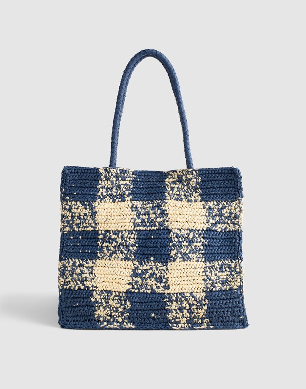 Handwoven Oversized Tote NAVY MULTI