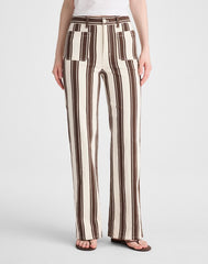 The Short Emmy Wide-Leg Pant DARK BROWN STRIPE