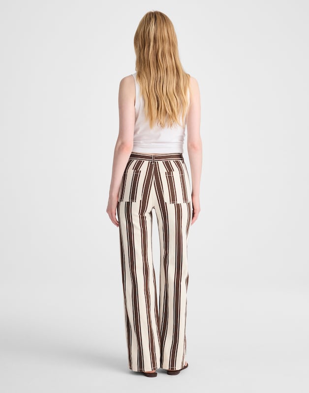 The Emmy Wide-Leg Pant DARK BROWN STRIPE