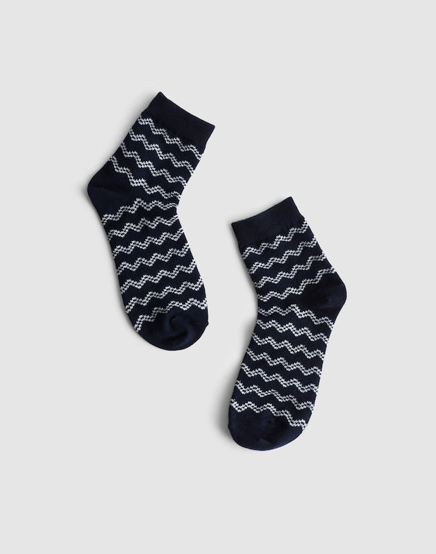 Wavy Stripe Ankle Socks CLASSIC INDIGO