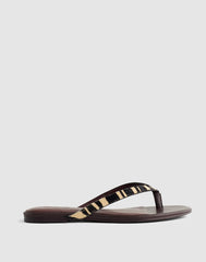 The Iggy Thong Sandal in Zebra-Print Haircalf ESPRESSO BEAN MULTI