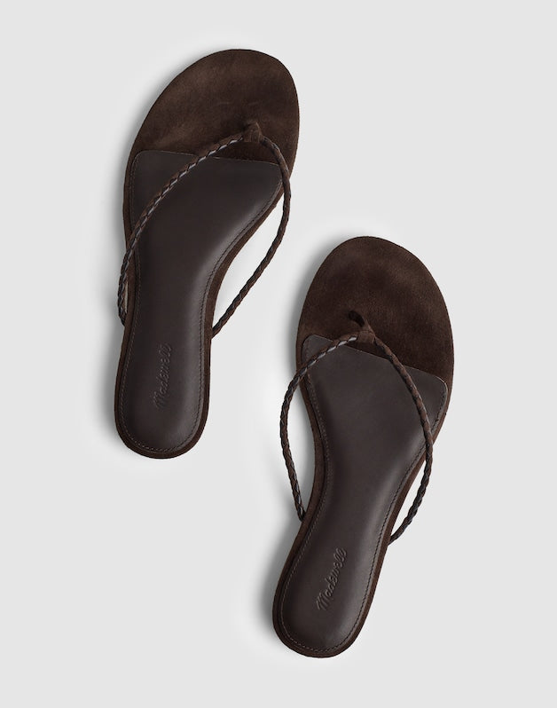The Iggy Braided Thong Sandal in Suede &amp; Leather DARK CAROB
