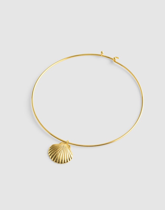 Shell Wire Choker Necklace ANTIQUE GOLD