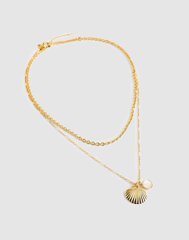 Two-Pack Mother-of-Pearl Necklace Set ANTIQUE GOLD