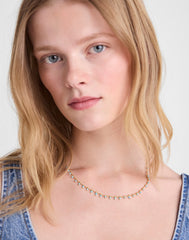 Enamel Chain Choker Necklace TURQUOISE MULTI