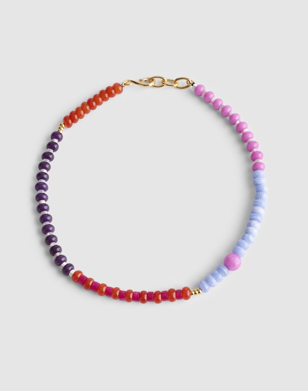 Semiprecious Beaded Choker Necklace WARM WISTERIA
