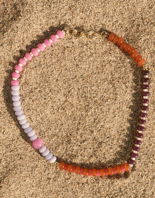 Semiprecious Beaded Choker Necklace WARM WISTERIA