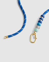 Semiprecious Beaded Carabiner Paracord Necklace RETRO BLUE