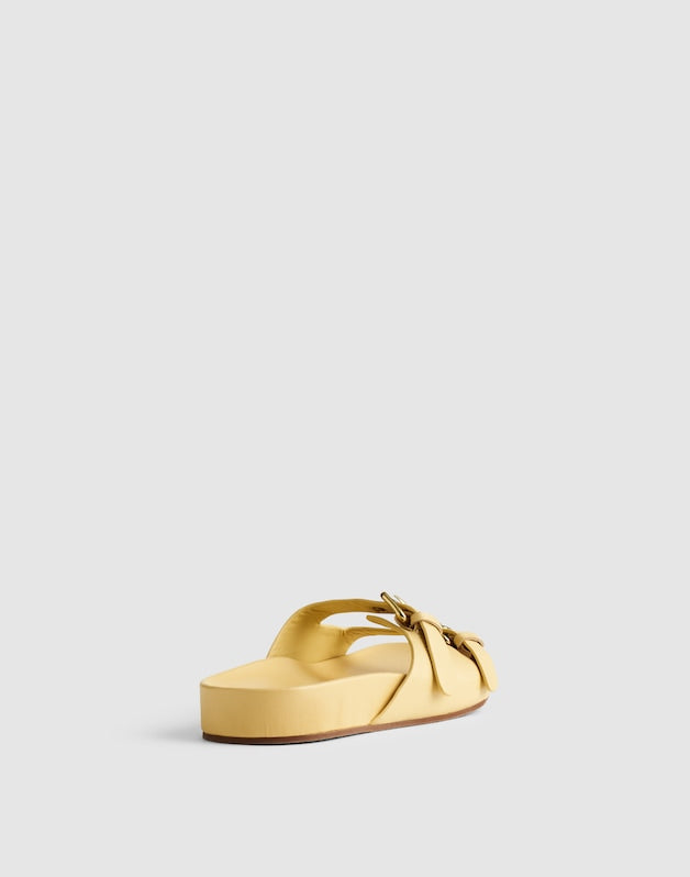 The Cambrea Double-Buckle Sandal in Leather YELLOW CLAY