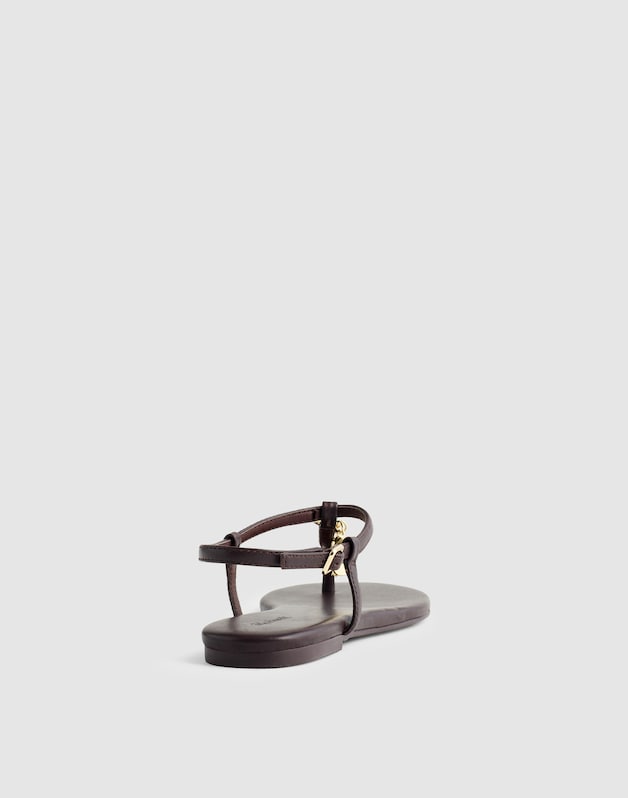 Madewell x Shopbop Iggy Charm T-Strap Sandal in Leather COFFEE BEAN