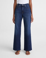 The Short Wide-Leg Jean in Super Stretch Denim DEEP OCEAN WASH