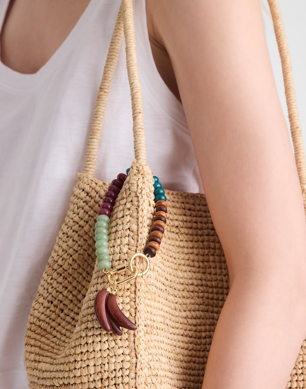 Wooden Banana Beaded Bag Charm ANTIQUE GOLD