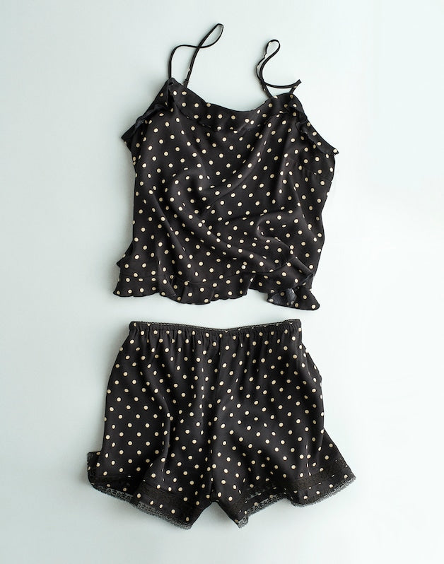 Ruffled Cami Top JET BLACK