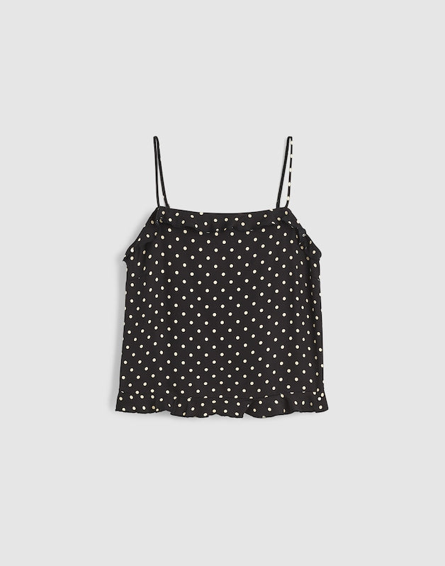 Ruffled Cami Top JET BLACK