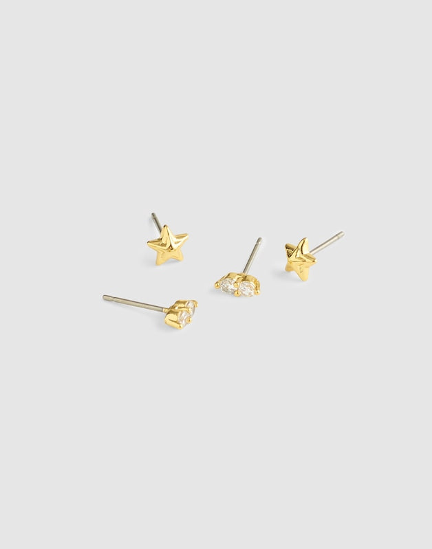 Star Stud Earring Set WARM GOLD